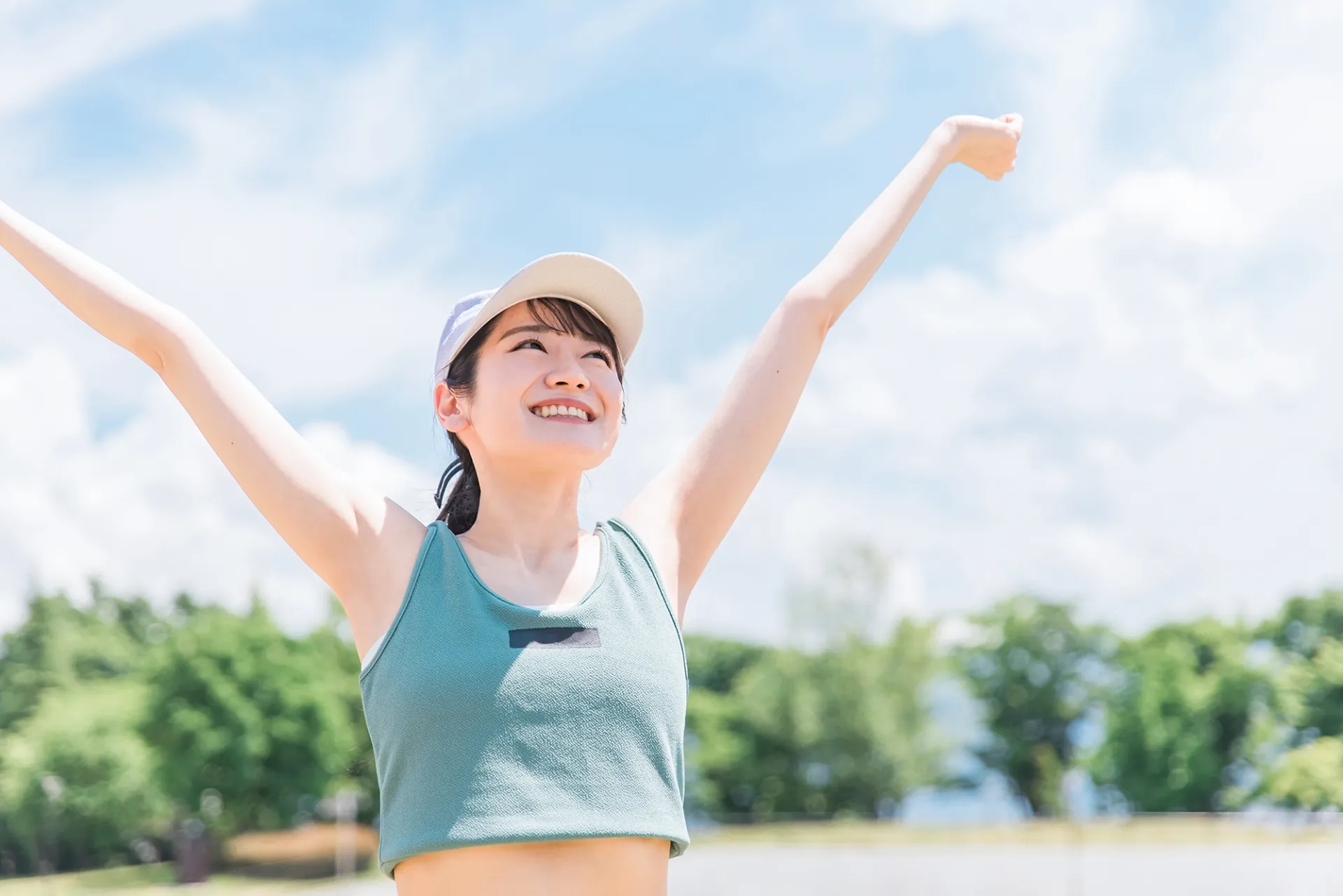 有酸素運動をしてリフレッシュする女性